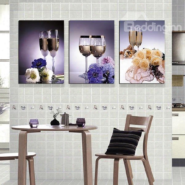 Bar Kitchen Theme -3piece Crystal Film Art Wall Print