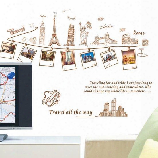 Beautiful Simple Style World Travel Map Print Wall Stickers