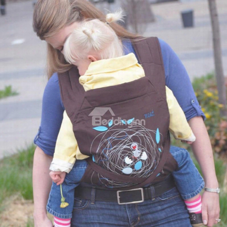 Birds Nest Pattern Simple Style Cotton Brown Baby Carrier