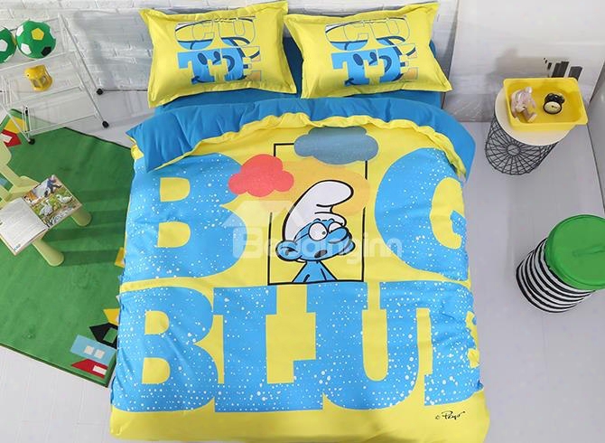 Brainy Smurf Big Blue World 4-piece Bedding Sets/duvet Covers