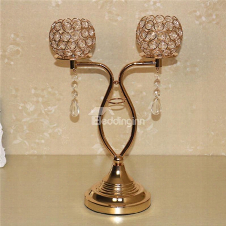 Bright Golden Creative And Concise Style Flowers Candle Holder