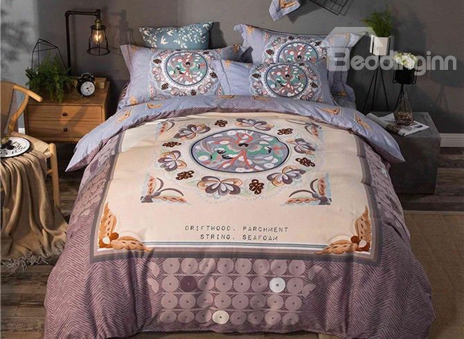 Butterflies Ornament And Mandala Ethnic Style Brushed Cotton 4-piece Bedding Sets/duvet Cover