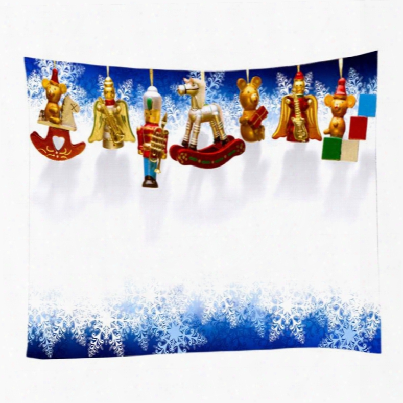Christmas Snowy And Strings Of Toys Decorative Hangingg Wall Tapestry
