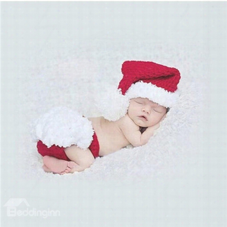Christmas Yarn Simple Style Red And White Baby Costume