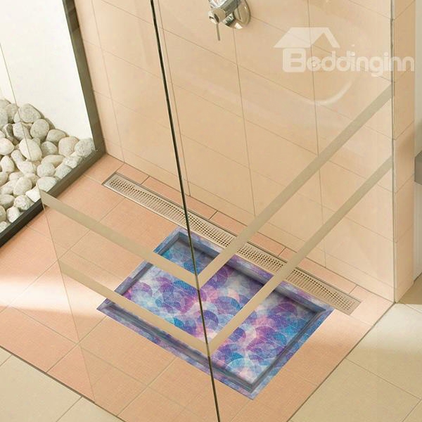Colorful Geometrical Pattern Slipping-preventing Water-proof Bathroom 3d Floor Sticker