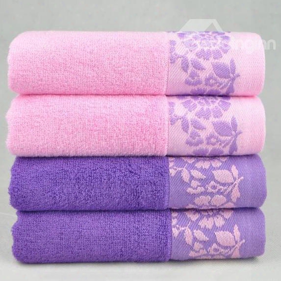 Comfortable Bamboo Fiber Elegant Leaves Print 2-pieces Towel