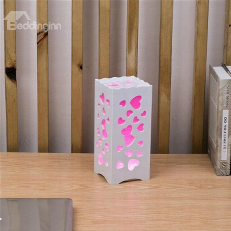 Concise And Modern North Wood-plastic Hollowed-out Heart-shaped European Style Led Lamp