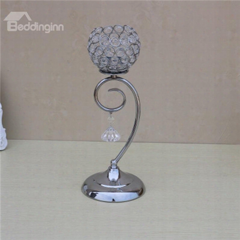 Creative And Concise Silvery European Style Hotel Decora Tion Handicrafts Candle Holder