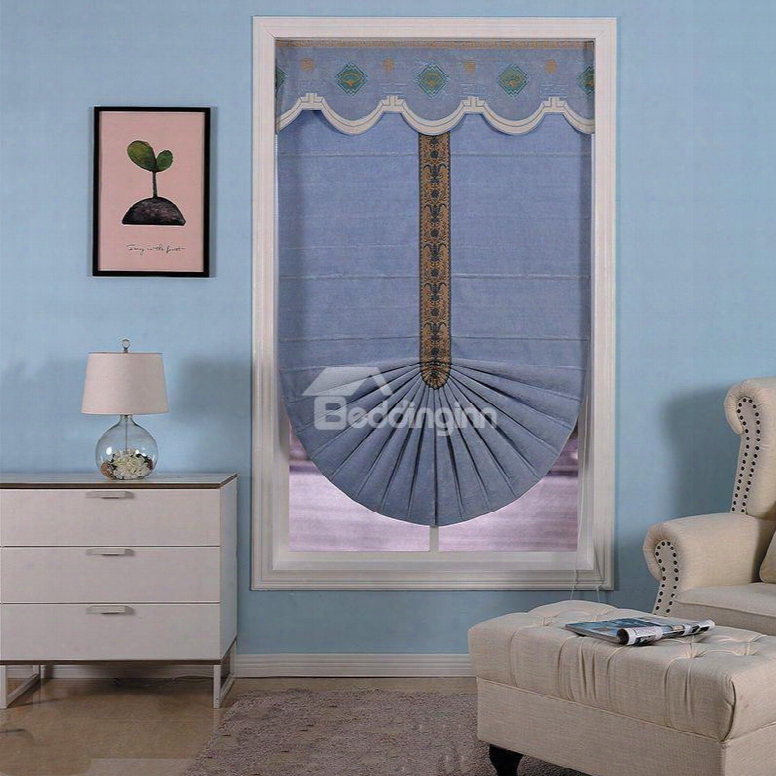 Creative And Modern Blue Color Concise European Window Curtain Roman Shade