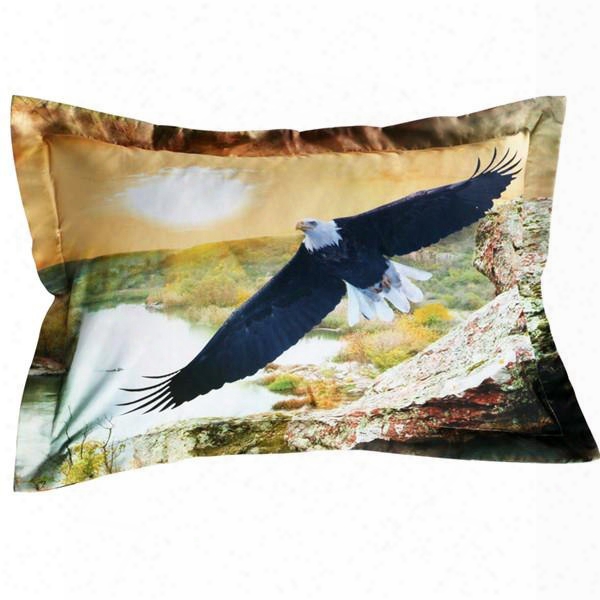 Crea Tive Flying Eagle Print 2-piece Polyester Pillow Cases
