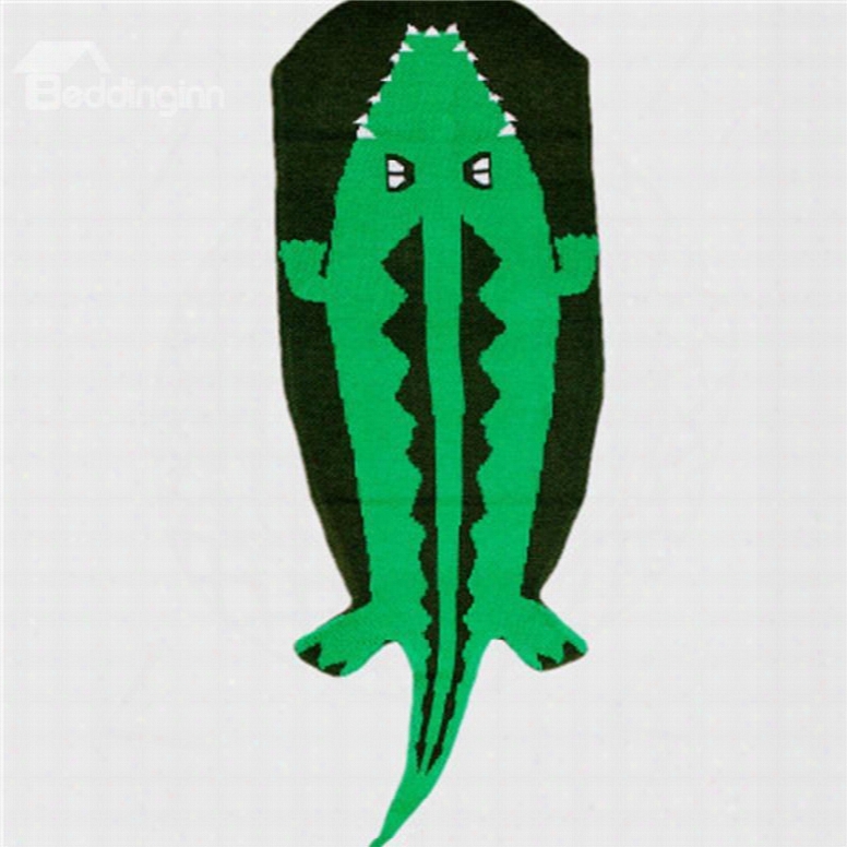 Crocodile Shape Acrylic Simple Style 1-piece Green Baby Blanket