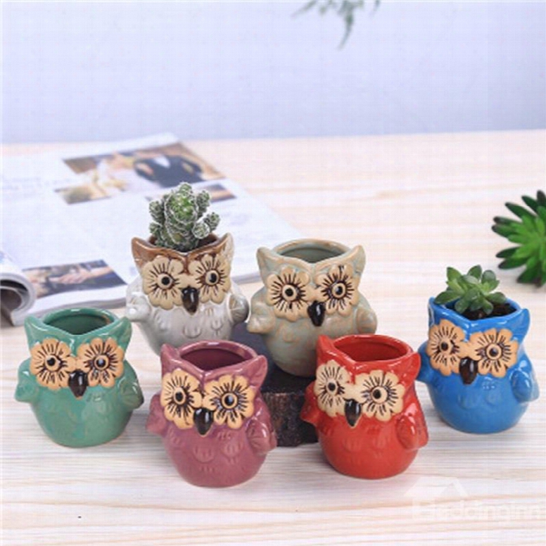 Delicacy And Creative Owl Shape Lovely Ceramics Succulent Pots