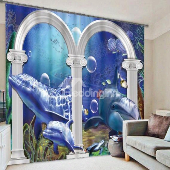 Dolphins Through The Door Printing 3d Curtain