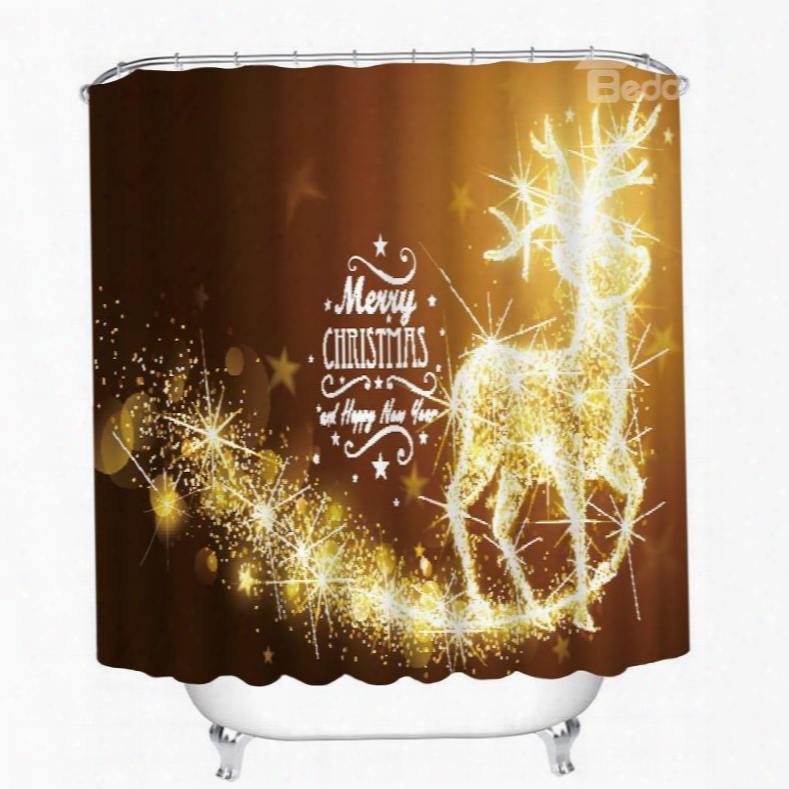 Dreamy Reindeer Merry Christmas Printing Bathroom 3d Shower Curtain