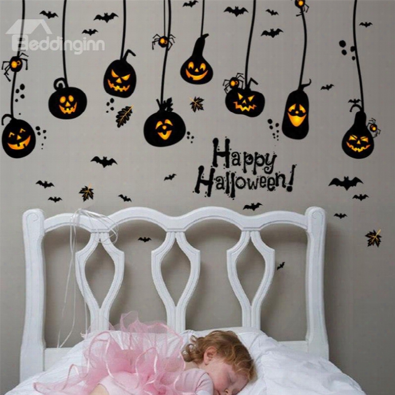 Durable Waterproof Hanging Pumpkin Devils Pvc Halloween Kids Room Wall Stickers