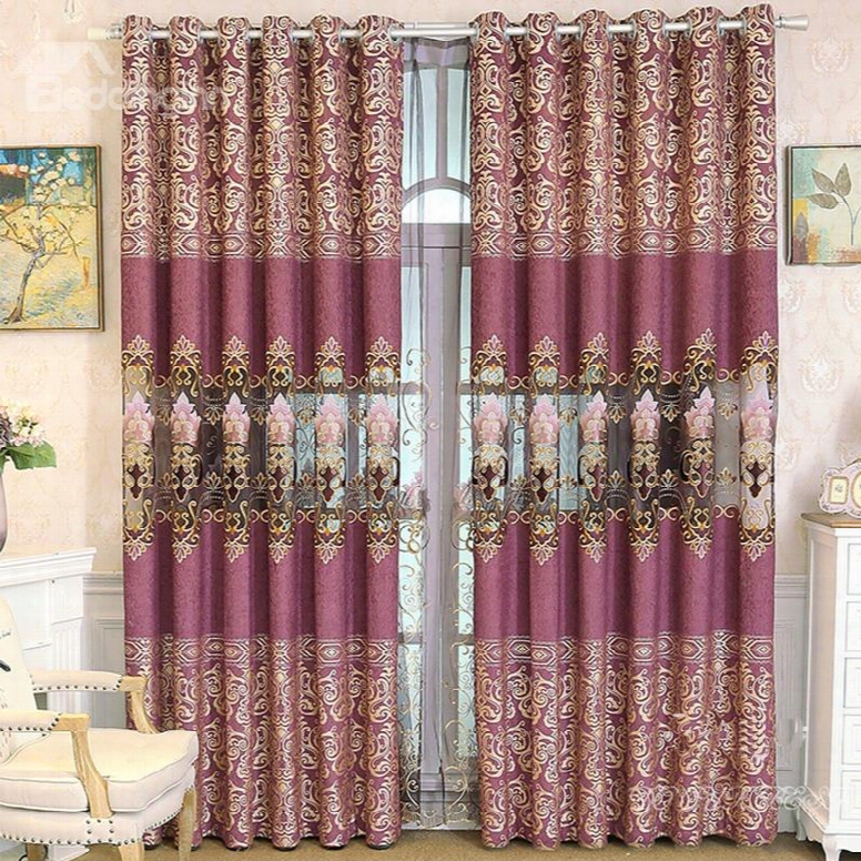 Elegant And Noble Purple Color 2 Panels Living Room And Bedroom Window Curtain