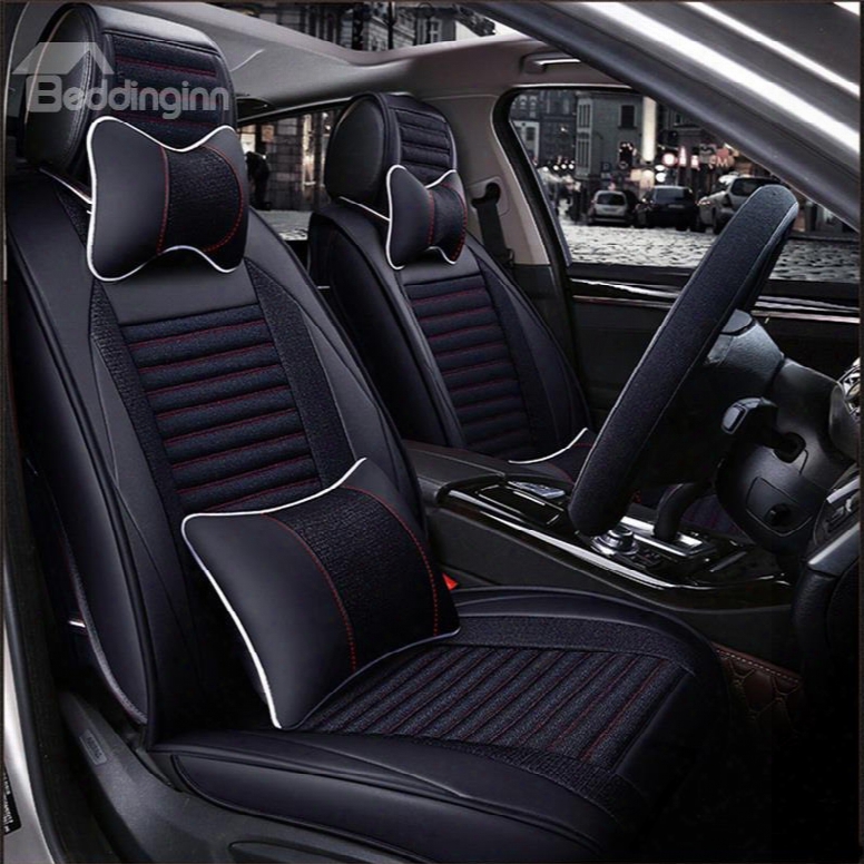 Elegant Comfortable Solid Color Mixed Material Luxury Universal Car Seat Covers