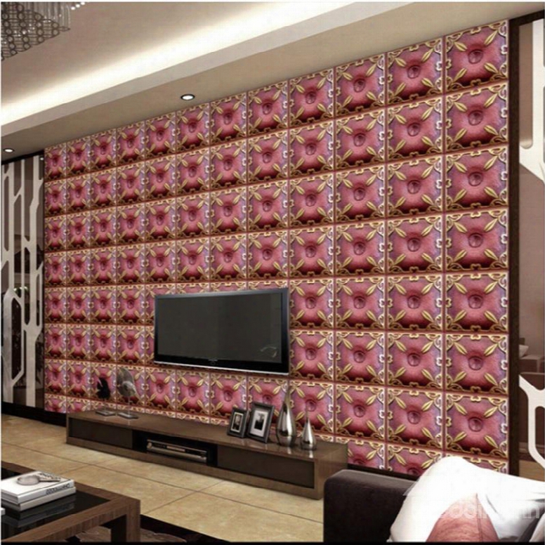 Elegant Design Red Three-dimensional Plaid Design Living Room Decoration Wall Murals