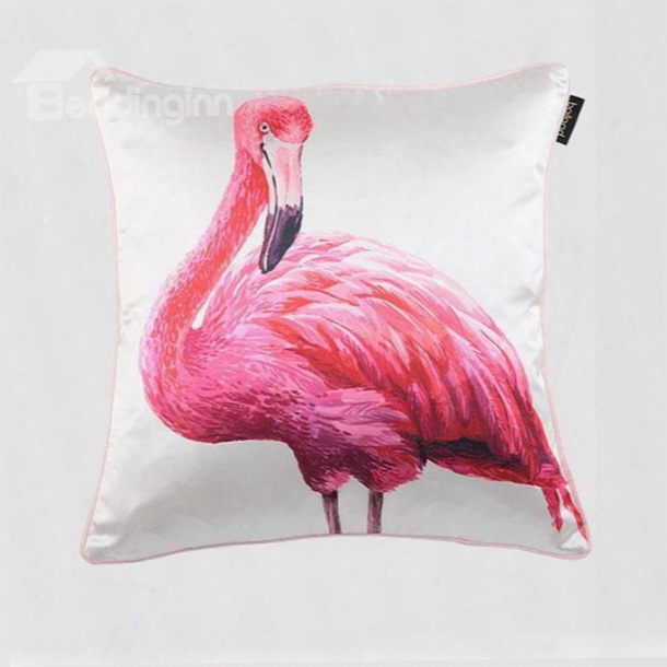 Elegant Red Flamingo Print Silk-like Throw Pilloow Case