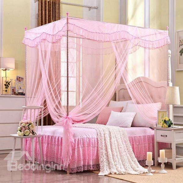 Elegant Solid Color Metal Steel Frame Box Mosquito Net