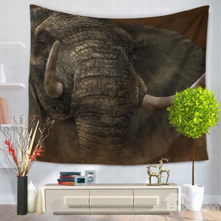 Elephant Trunk And Ivory Pattern Exotic Style Decorative Hanging Wall Tapestry