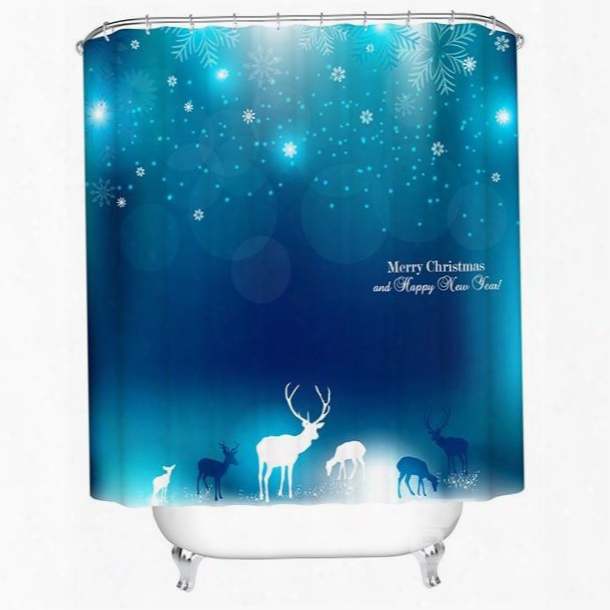 Fabulous Dreamlike Mysterious Deers And Snowflake Shower Curtain