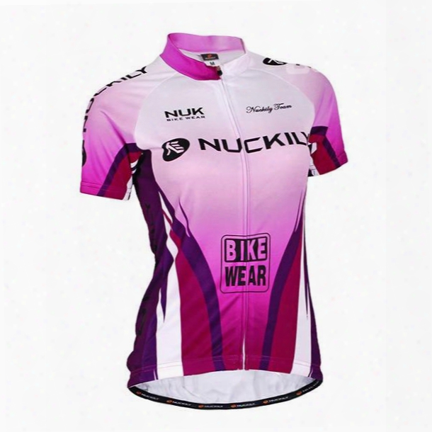 Female Purple Streamline Full Zipper Breathable Quick-dry Cycling Jersey