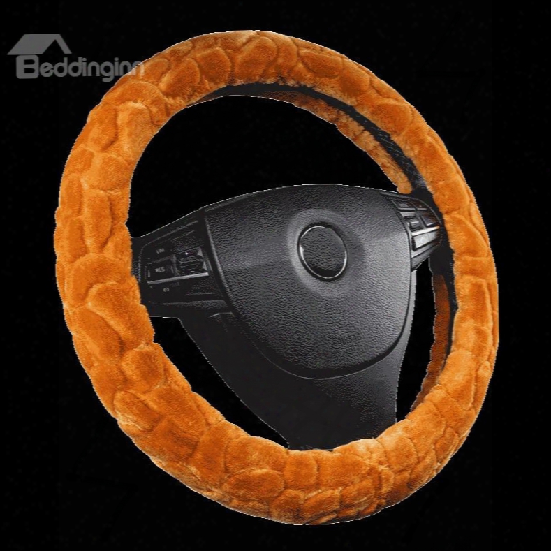 Fluffy And Easy To Control Pure Color Steering Wheel Cover