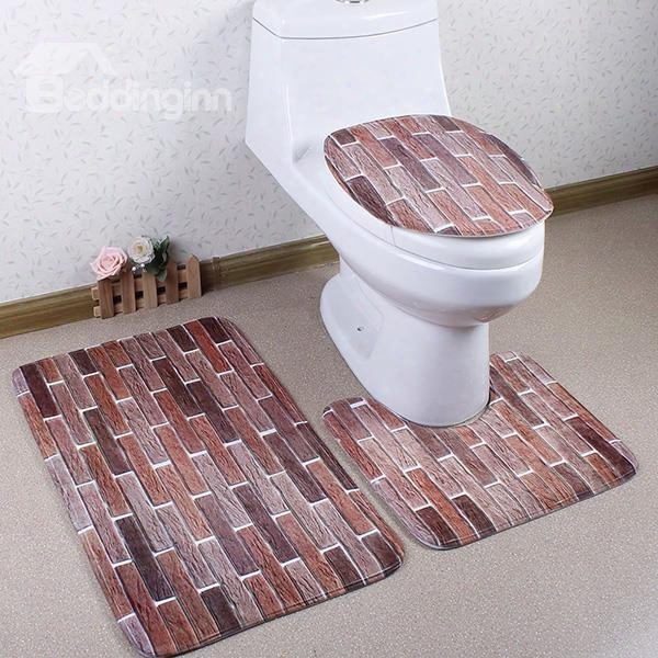 Funny Brick Wall Printing Caroset 3d 3-piece Toilet Seat Cover