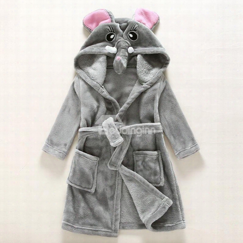 Gray Elephant Shaped Polyester 1-piece Kids Robe