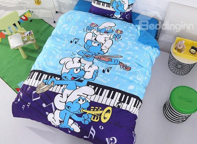 Harmony Smurfs Play The Music Twin 3-piece Kids Bedding Sets/duvet Covers