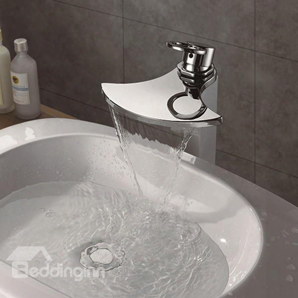 High Quality Fantastic Ginkgo-shaped Waterfall Bathroom Sink Faucet