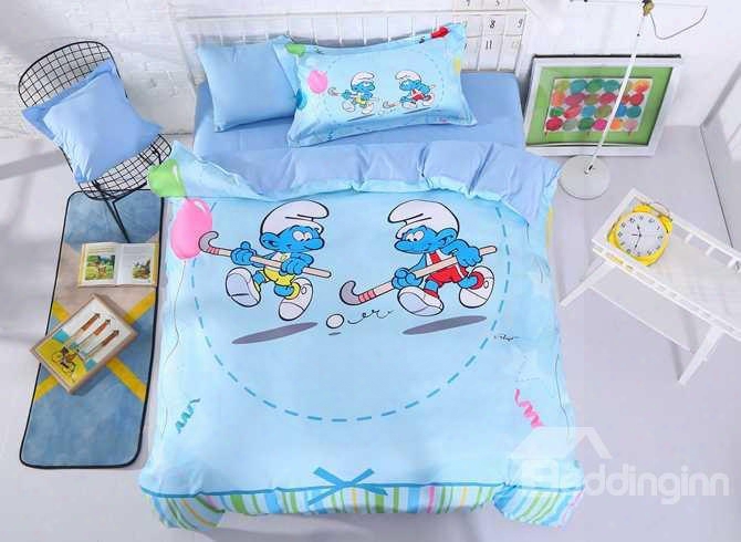 Hockey Smurfs Attending Colorful Balloons 4-piece Bedding Sets/duvet Covers