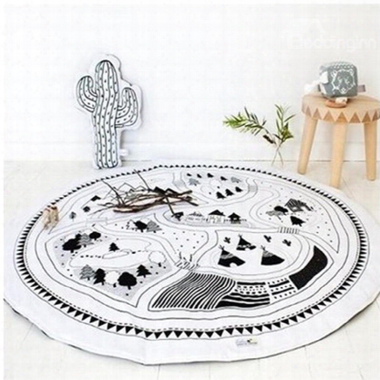 Little Village Rounded Cotton White Baby Play Floor Mat/crawling Pad