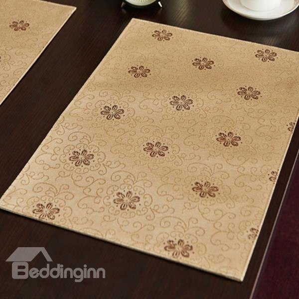 Lovely Fabric Rectangle Flower Pattern Stain Resistant Washable Table Placemat