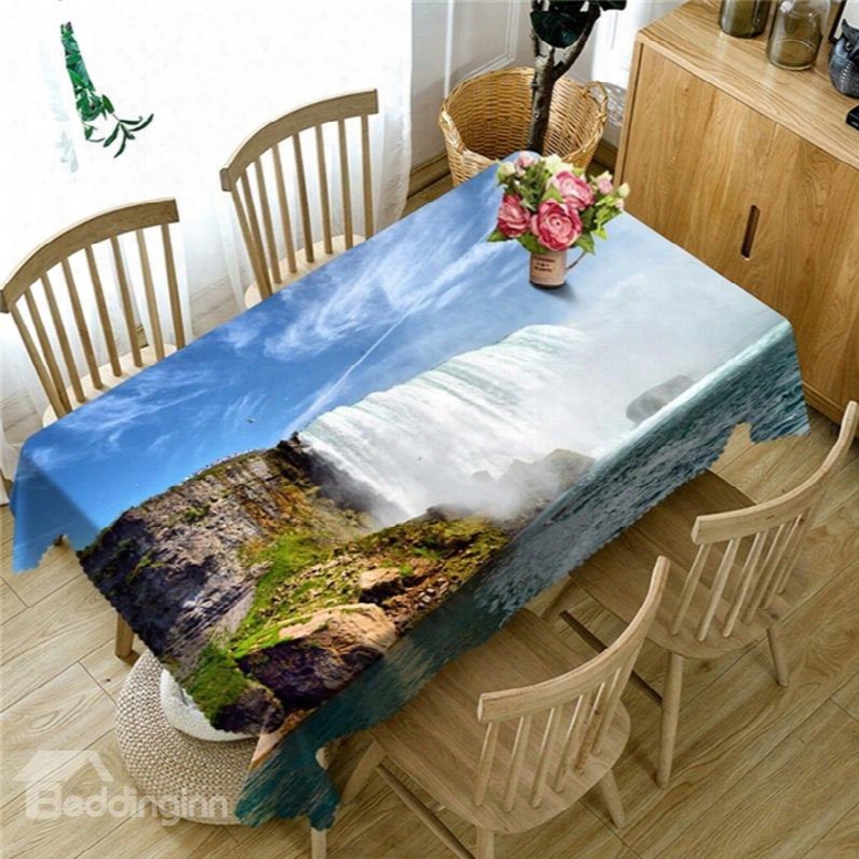 Magnificent Waterfalls Printing Natural Scenery Beautiful Dining Table Cover