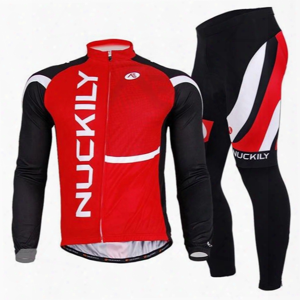 Male Red Breathable Bike Jersey With Full Zipper Long Lseeve Breathable Cycling Suit