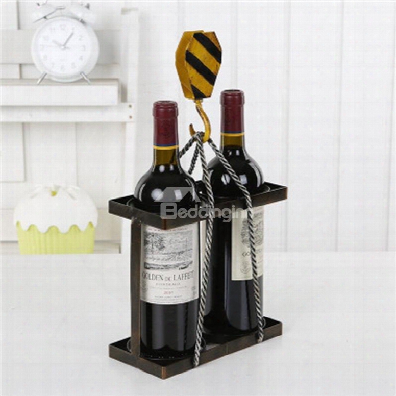 Modern And Elegant Styel Loop Wheel Machine Design Iron Home Decorative Wine Rack