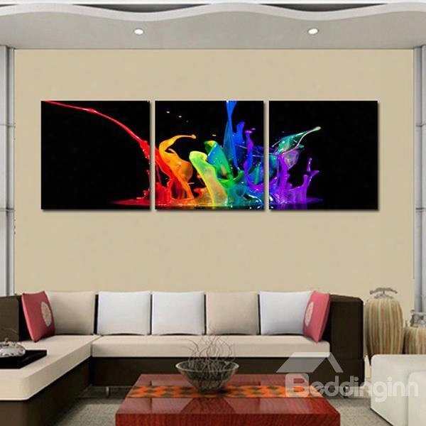 Modern Design Colorful Water 3-panel Canvas Framed Wall Art Prints