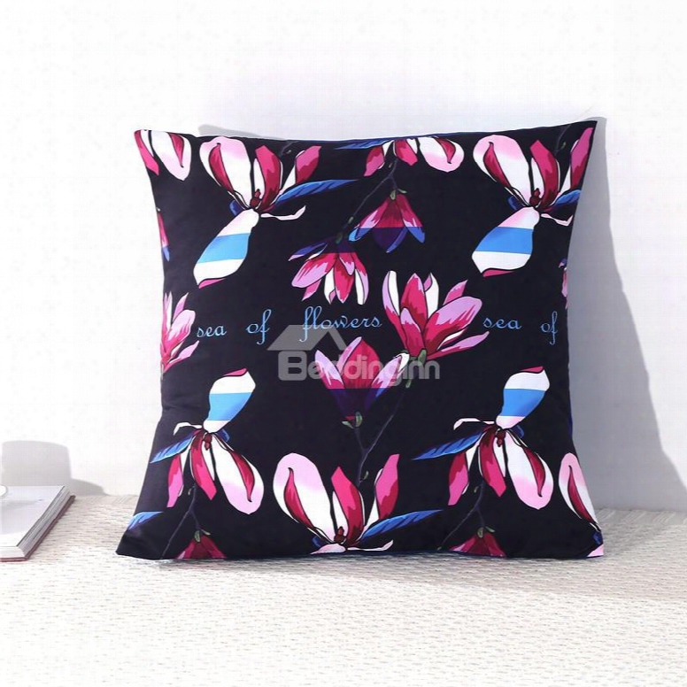 Multi-color Magnolia Buds Printed Decorative Square Polyester Throw Pillowcases