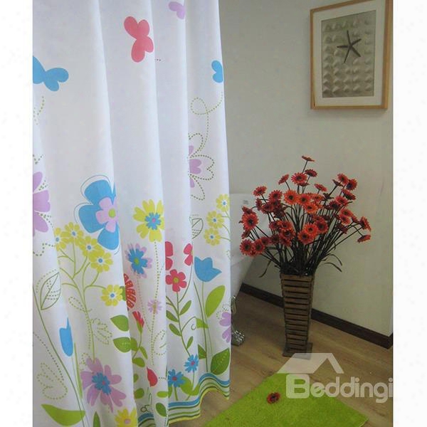 New Arrival Attractive Colorful Flowers Shower Curtain