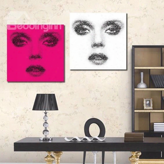 New Arrival Beautiful Lady Face Features Print 2-piece Cross Film Wall Art Prints