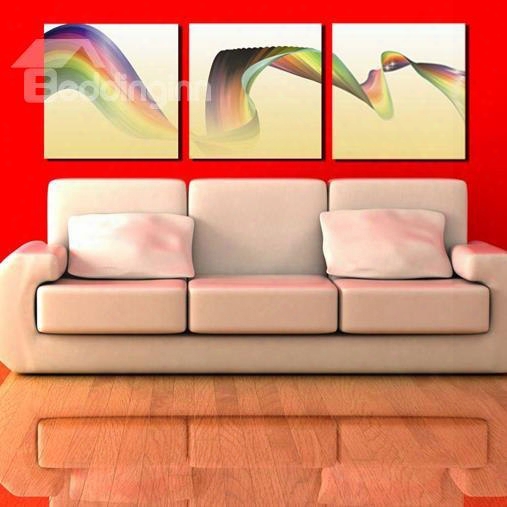 New Arrival Beautiful Rainbow Ribbon Print 3-piece Cross Film Wall Art Prints