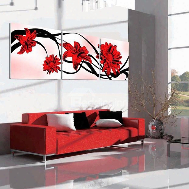 New Arrival Cute And Elegant Red Flowers Blossom Canvas Wall Prints