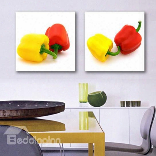 New Arrival Lovely Red And Yellow Peppers Print 2-piece Cross Film Wall Art Prints