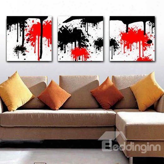 New Arrival Stylish Red And Black Patterns Print 3-piece Cross Film Wall Art Prints