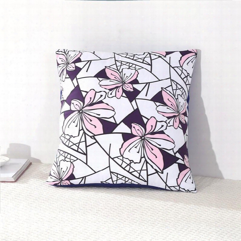 Pink Flowers Creative Design Decorative Square Polyester Throw Pillowcases