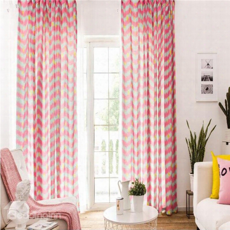 Pink Red Color 2 Panels Decorative And Blackout Living Room And Bedroom Curtain