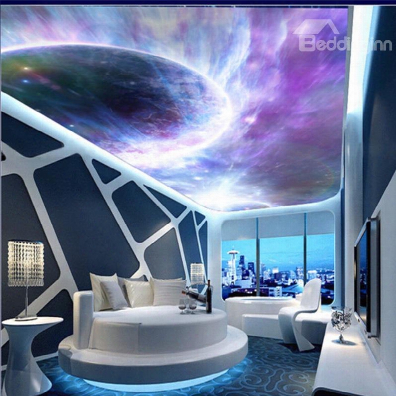 Planet In Universe Pattern Waterproof Durable And Eco-friendly 3d Ceiling Murals