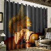 3D Lovely Squirrel Printed Polyester Custom Grommet Top Curtain for Living Room